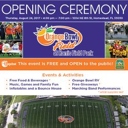 Orange Bowl Field at Harris Field Park Opening Ceremony Invitation