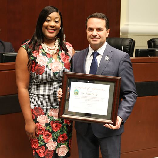Councilwoman Fairclough Honors Dr Ortiz and FIU