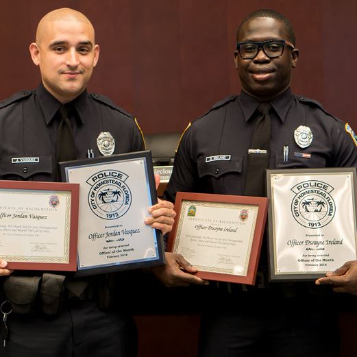 Mayor Porter Officers Vasquez and Ireland