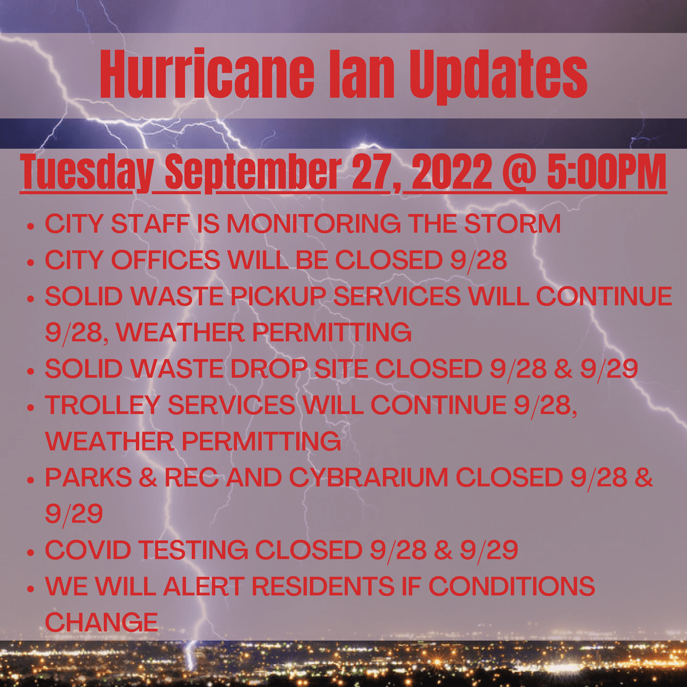 Hurricane Ian Updates Graphic