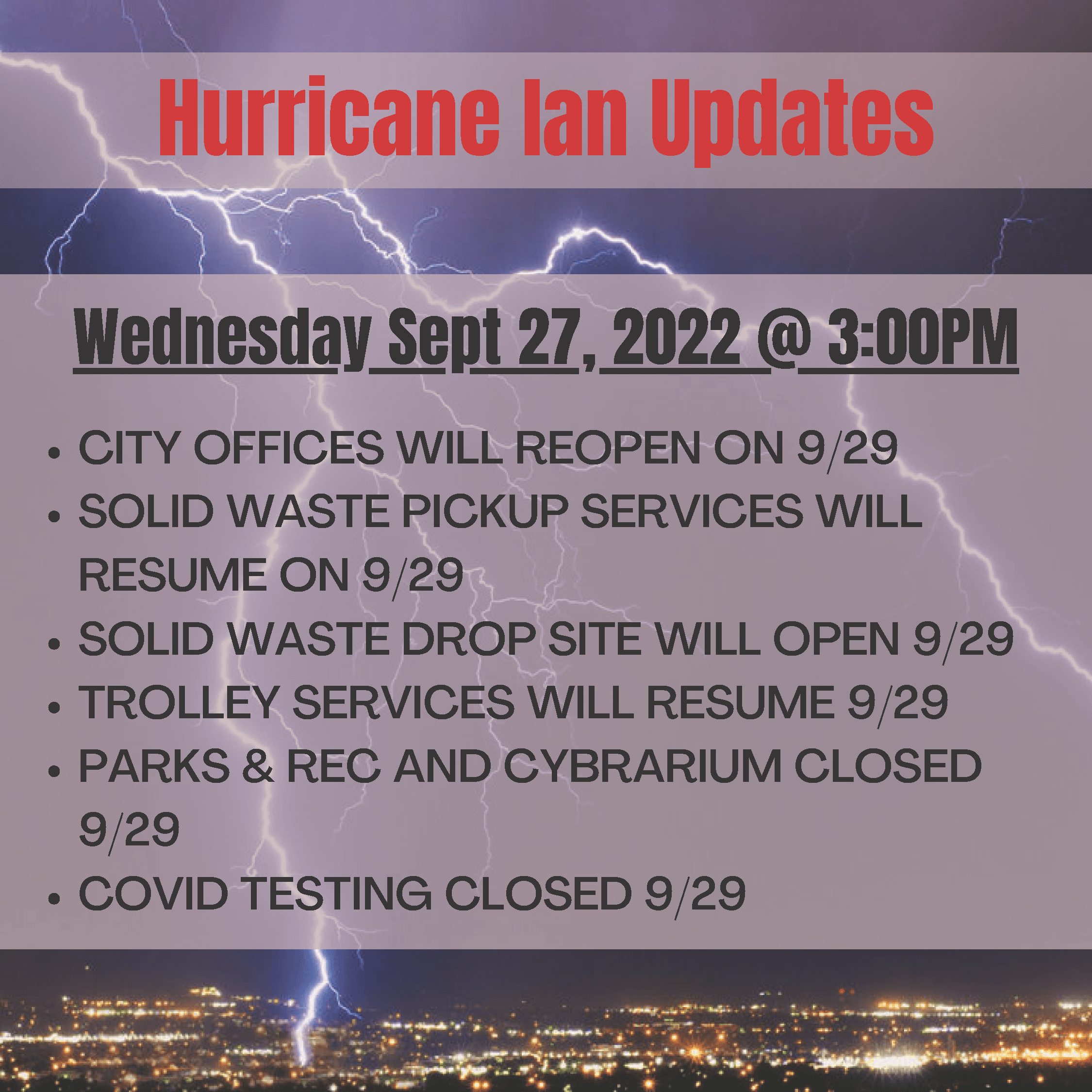 Hurricane Ian Update Graphic 9.28