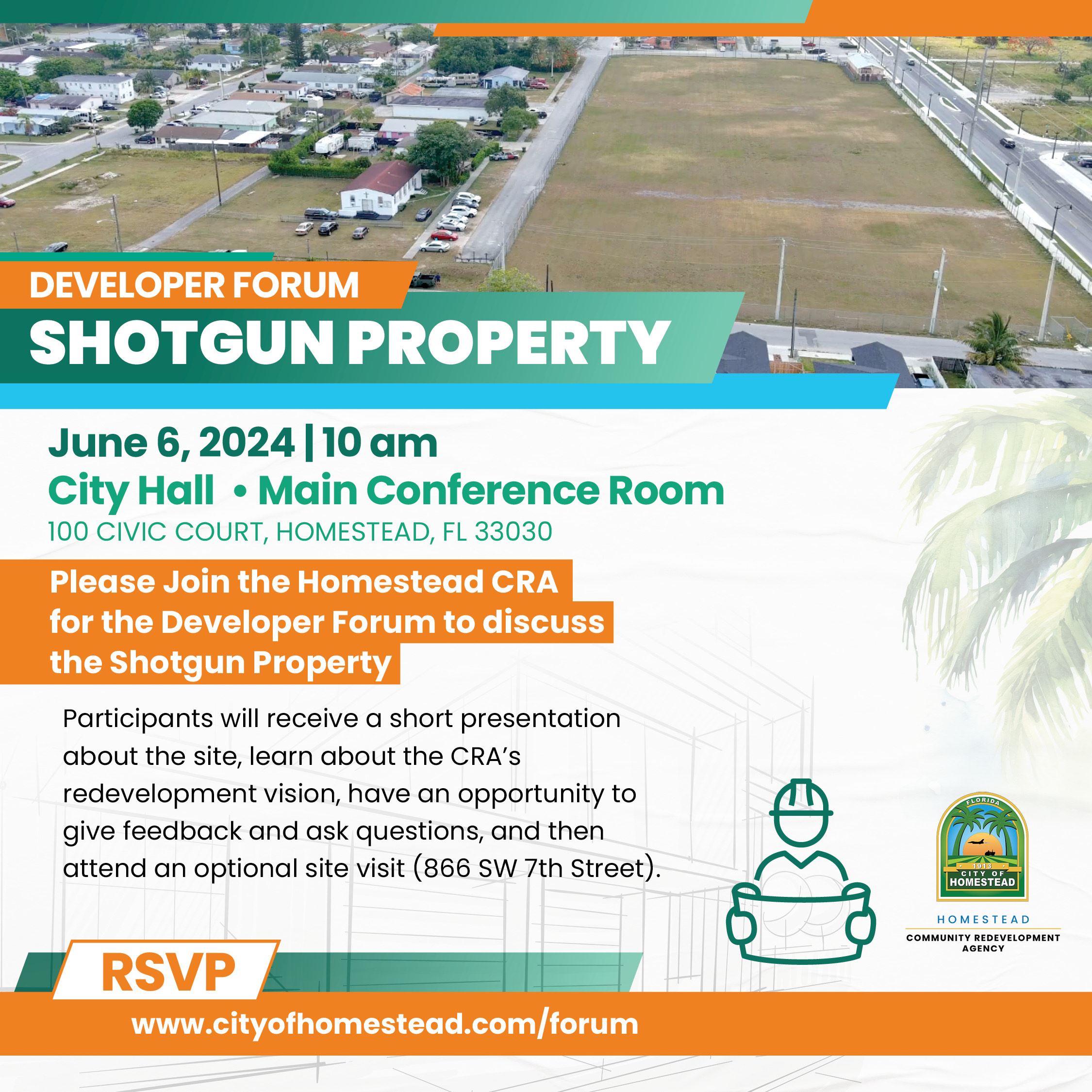 Developer Forum Invitation. It has a picture of land and is an invitation inviting you to the event.