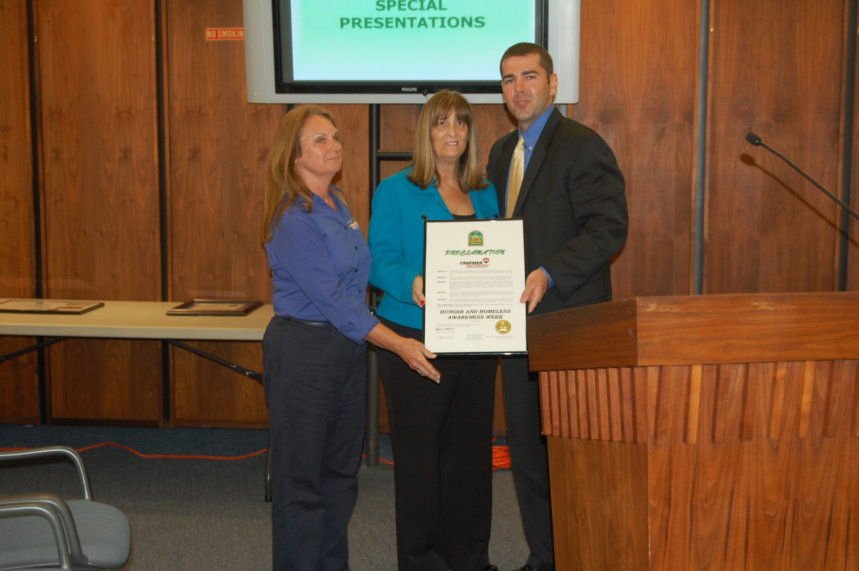 Councilman Shelley Proclimation Homeless and Hunger Awareness Week