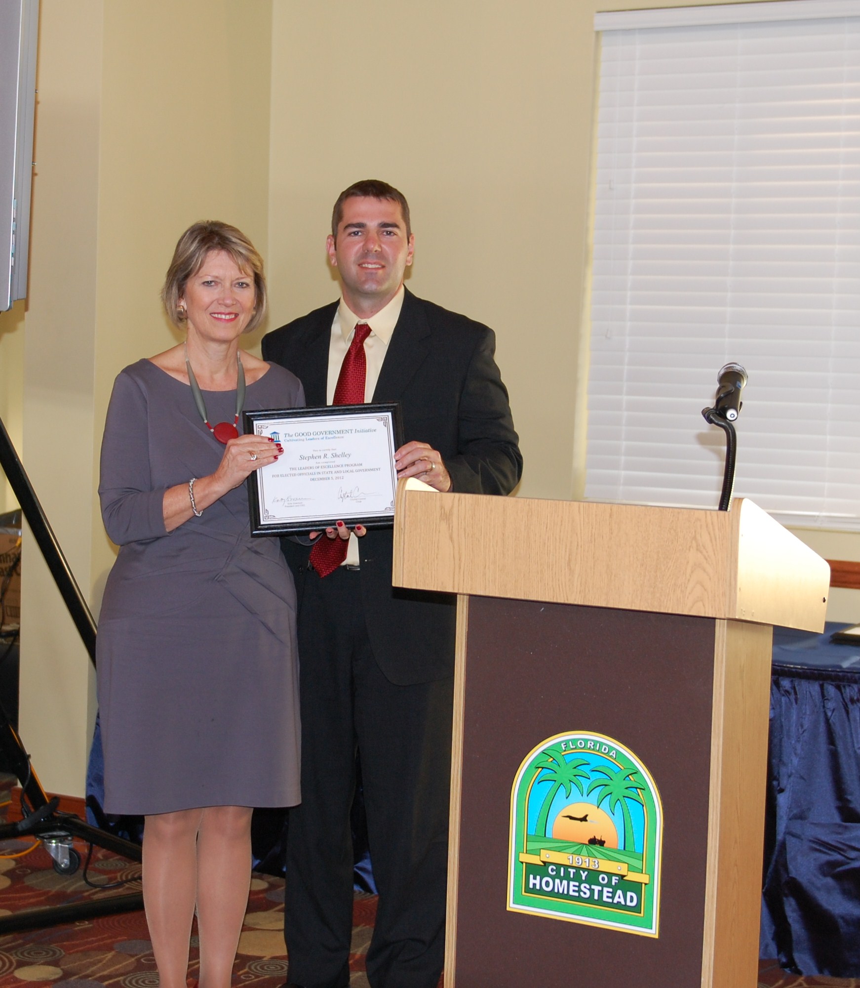 Katy Sorenson Good Gov. Certificate for Councilman Shelley
