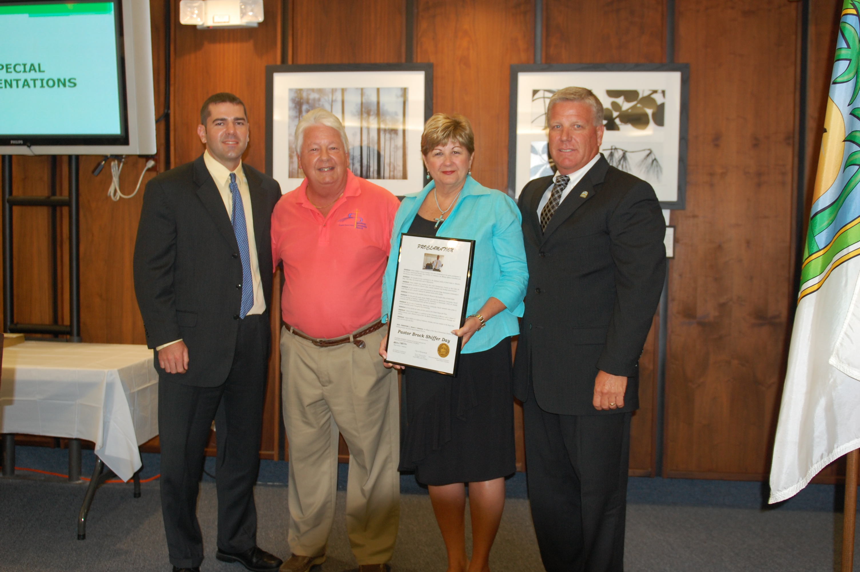 Councilman Shelley with Pastor Shiffer and his wife